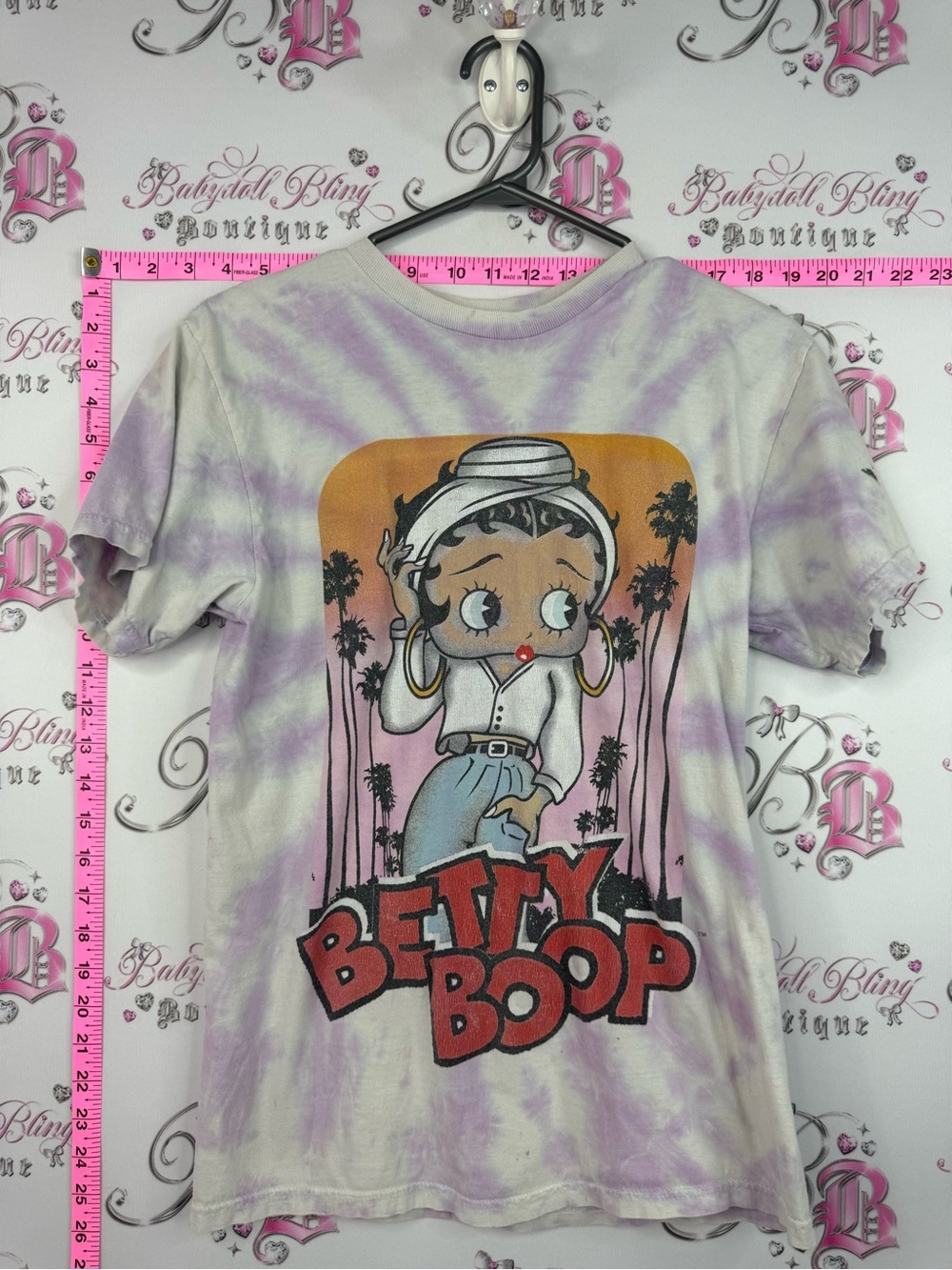 Betty Boop T-shirt Purple and White Tie-Dye Graphic Tee